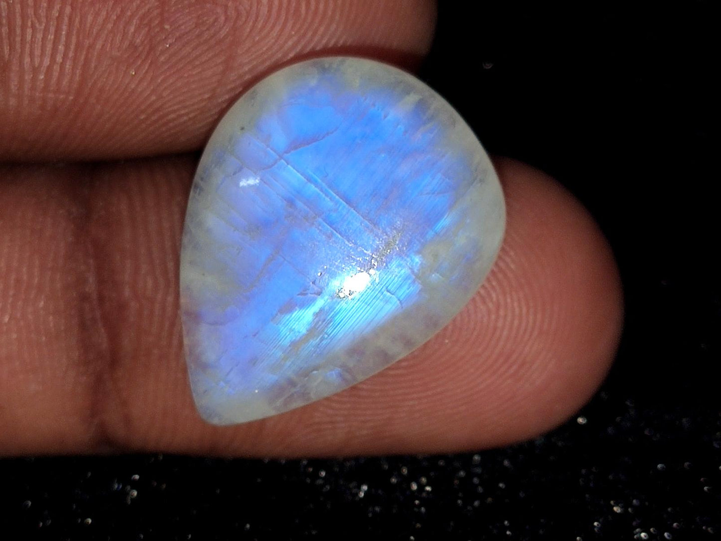 Moonstone, Natural Rainbow Moonstone, Pear Blue Flashy Loose Gemstone, 14.60 Carat, Size-15.5x20.5x6mm, Gift For Her,