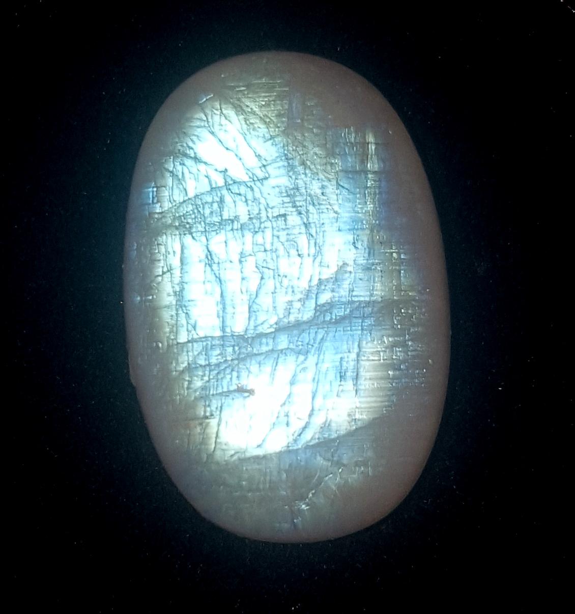 Rainbow Moonstone, Oval Blue Flashy Loose Gemstone, 36.90 Carat, Size-18x28x8mm,