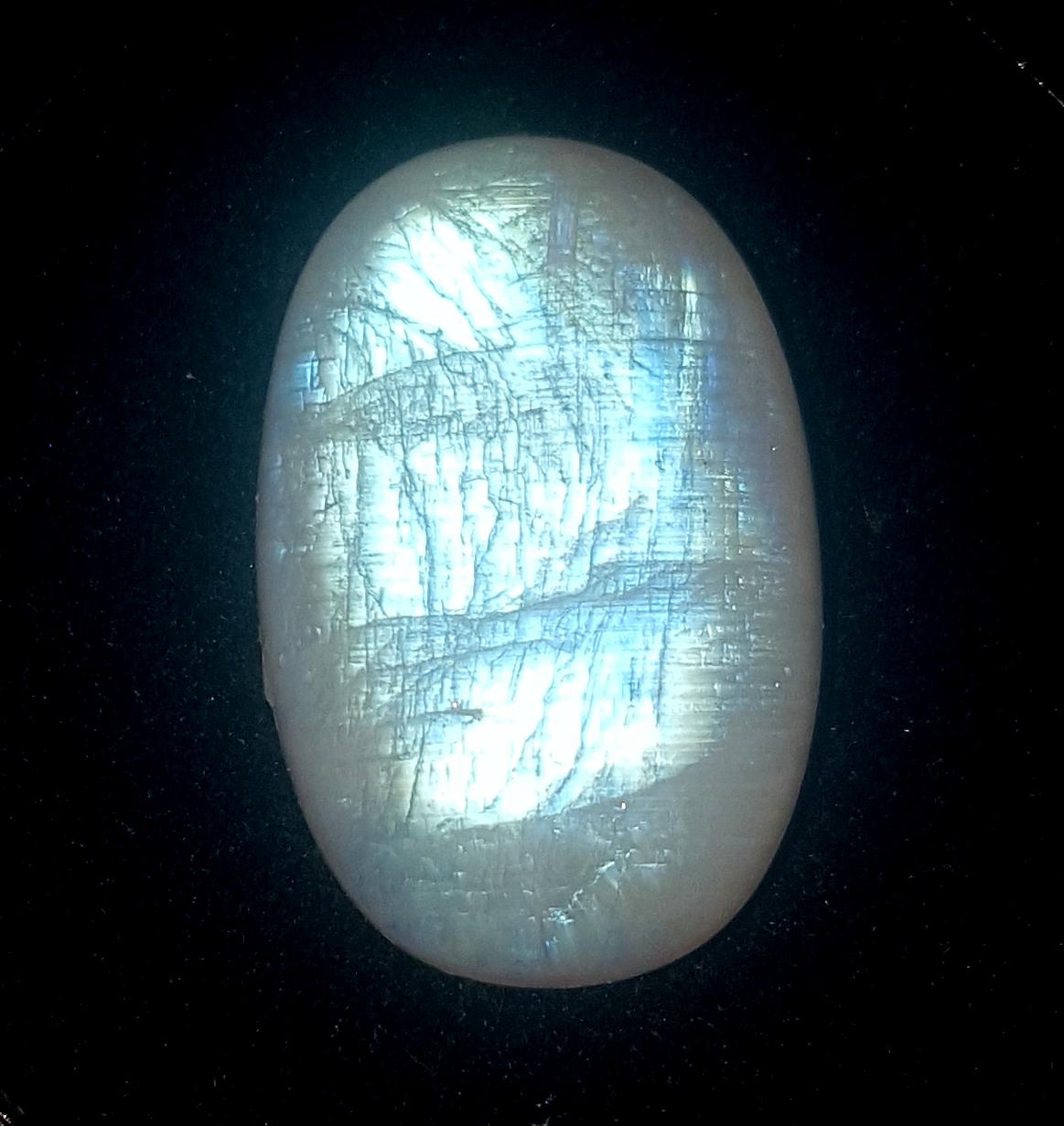 Rainbow Moonstone, Oval Blue Flashy Loose Gemstone, 36.90 Carat, Size-18x28x8mm,