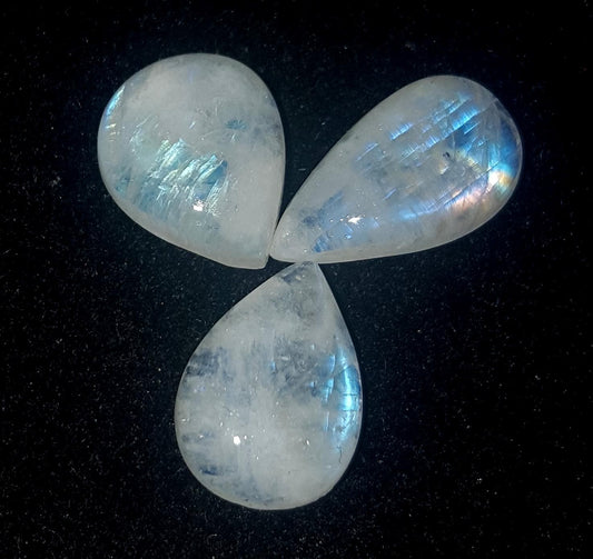 Moonstone, Natural Rainbow Moonstone, Pear Blue Flashy Gemstone Lot, 19.80 Carat, Size-9x13x6mm To 10x4x4mm, Gift For Her, Pc-3