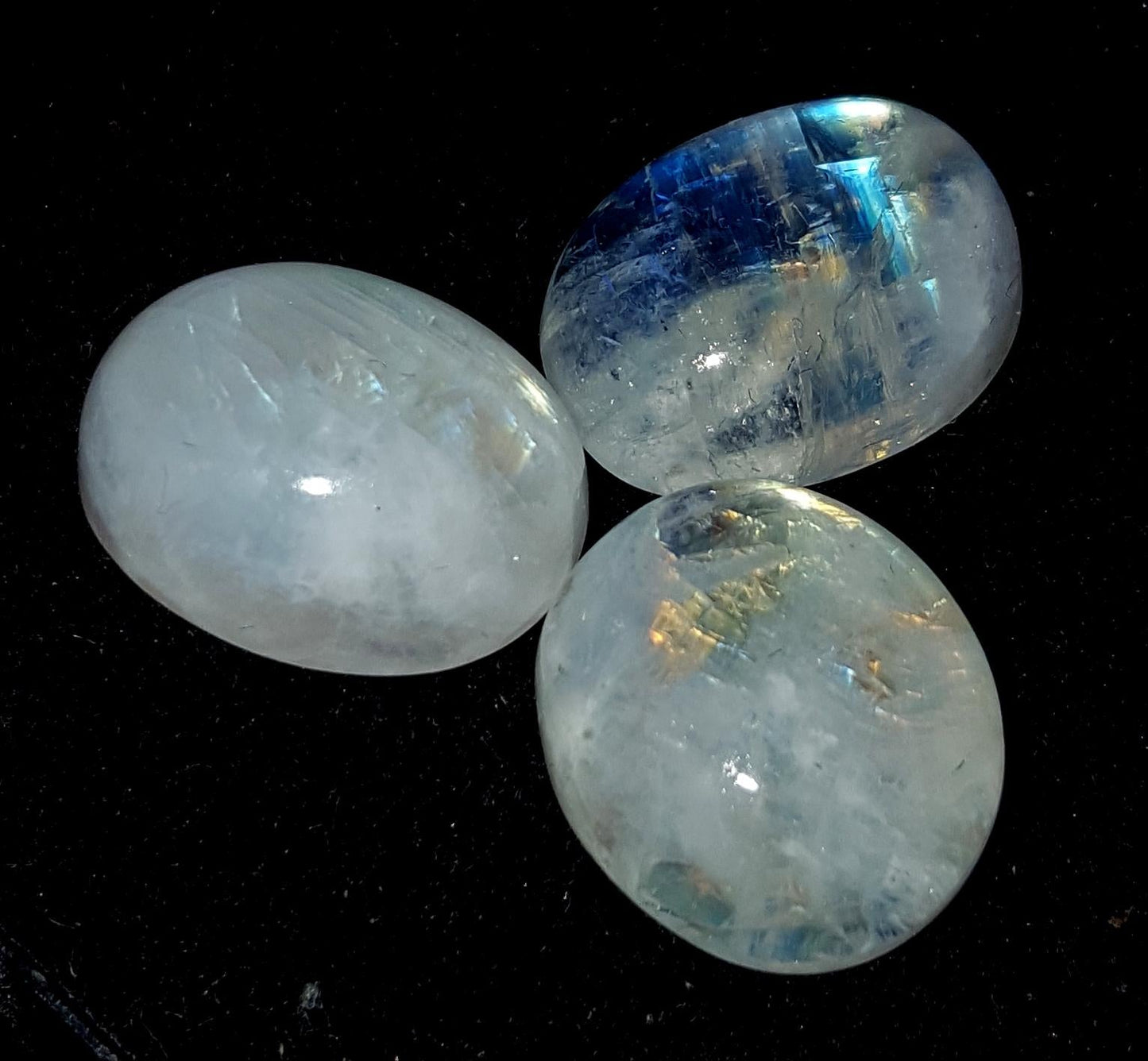 Rainbow Moonstone, Oval Blue Flashy Gemstone Lot, 31.80 Carat, Size-12x16x8mm To 13x15x6mm,