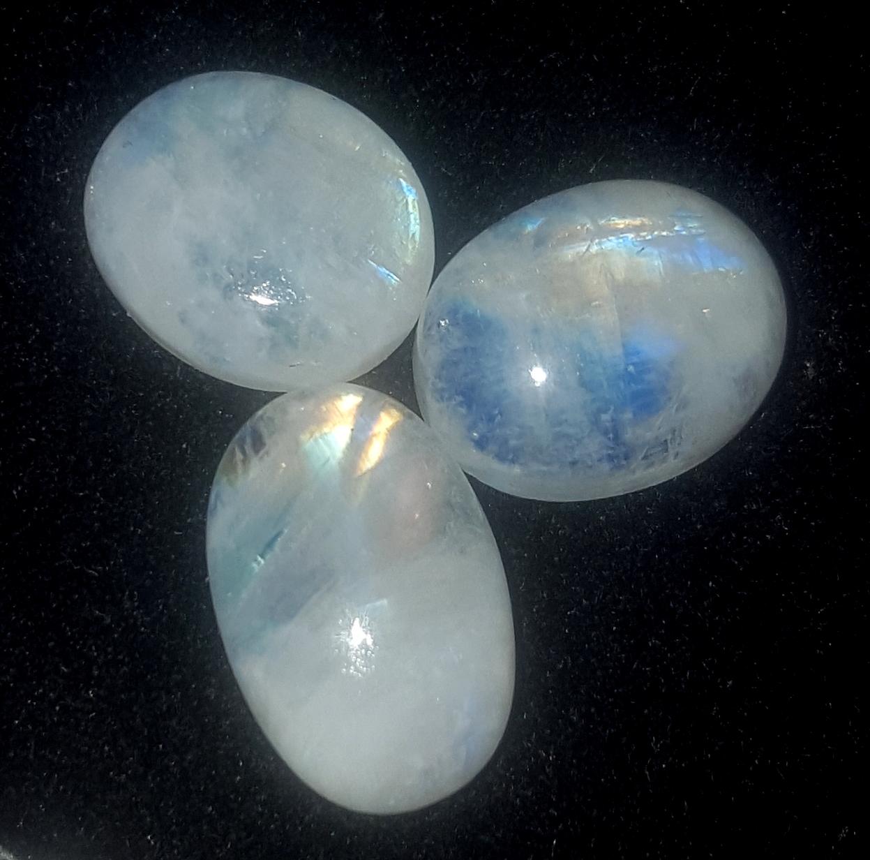 Rainbow Moonstone, Oval Blue Flashy Gemstone Lot, 29.80 Carat, Size-9x13.5x4.5mm To 11x16.5x6mm,