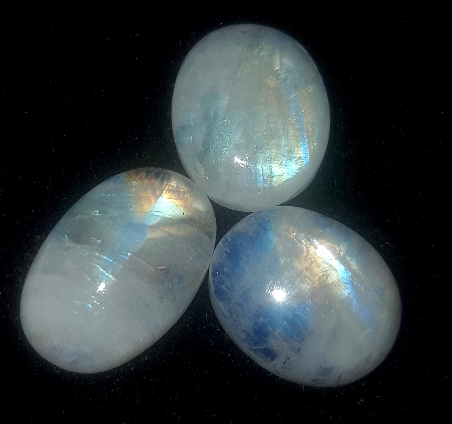 Rainbow Moonstone, Oval Blue Flashy Gemstone Lot, 29.80 Carat, Size-9x13.5x4.5mm To 11x16.5x6mm,