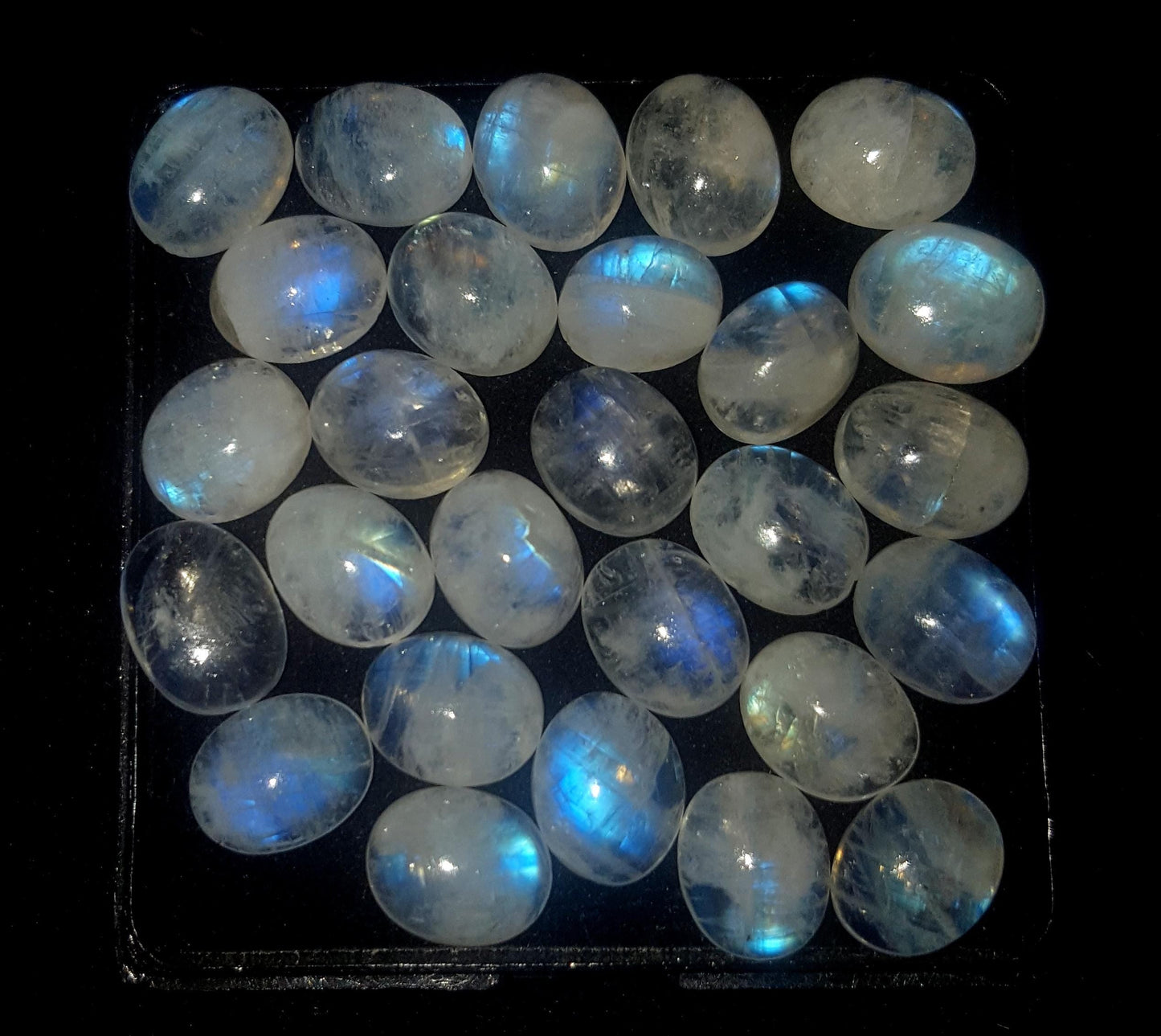 Moonstone, Natural Rainbow Moonstone, Oval Blue Flashy Gemstone Lot, 69.00 Carat, Size-8x10mm, Gift For Her, Pc-27