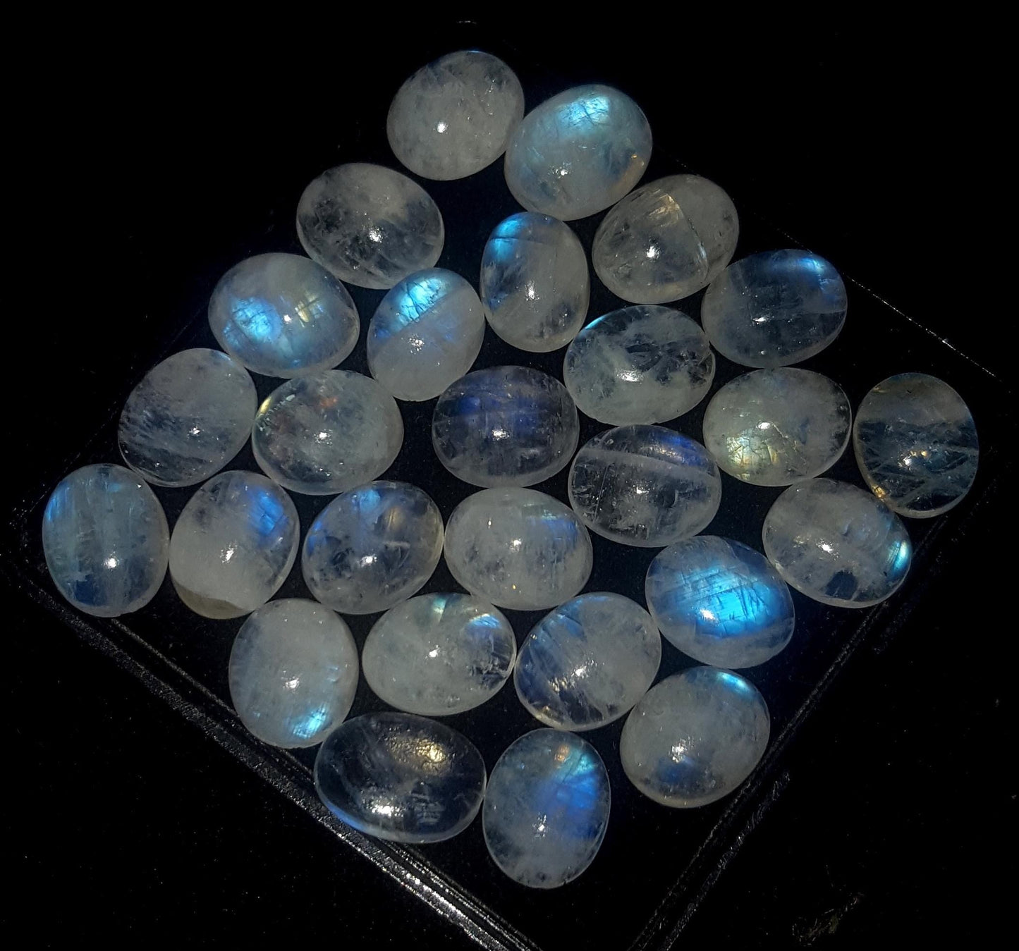 Moonstone, Natural Rainbow Moonstone, Oval Blue Flashy Gemstone Lot, 69.00 Carat, Size-8x10mm, Gift For Her, Pc-27