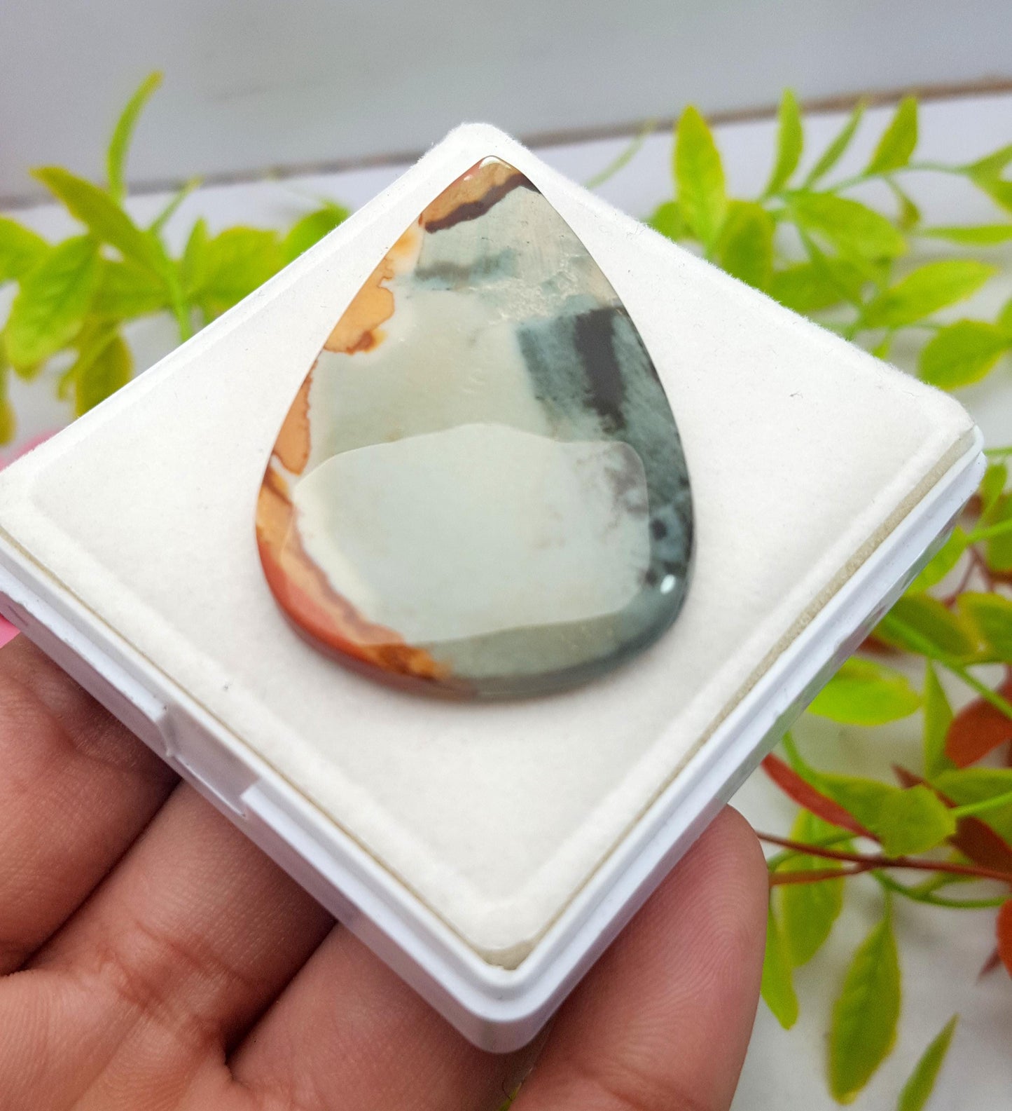 Natural Imperial Jasper, Pear Cabochon Loose Gemstone, 74.50 Carat, Size-52x32x5mm, Gift For Her,