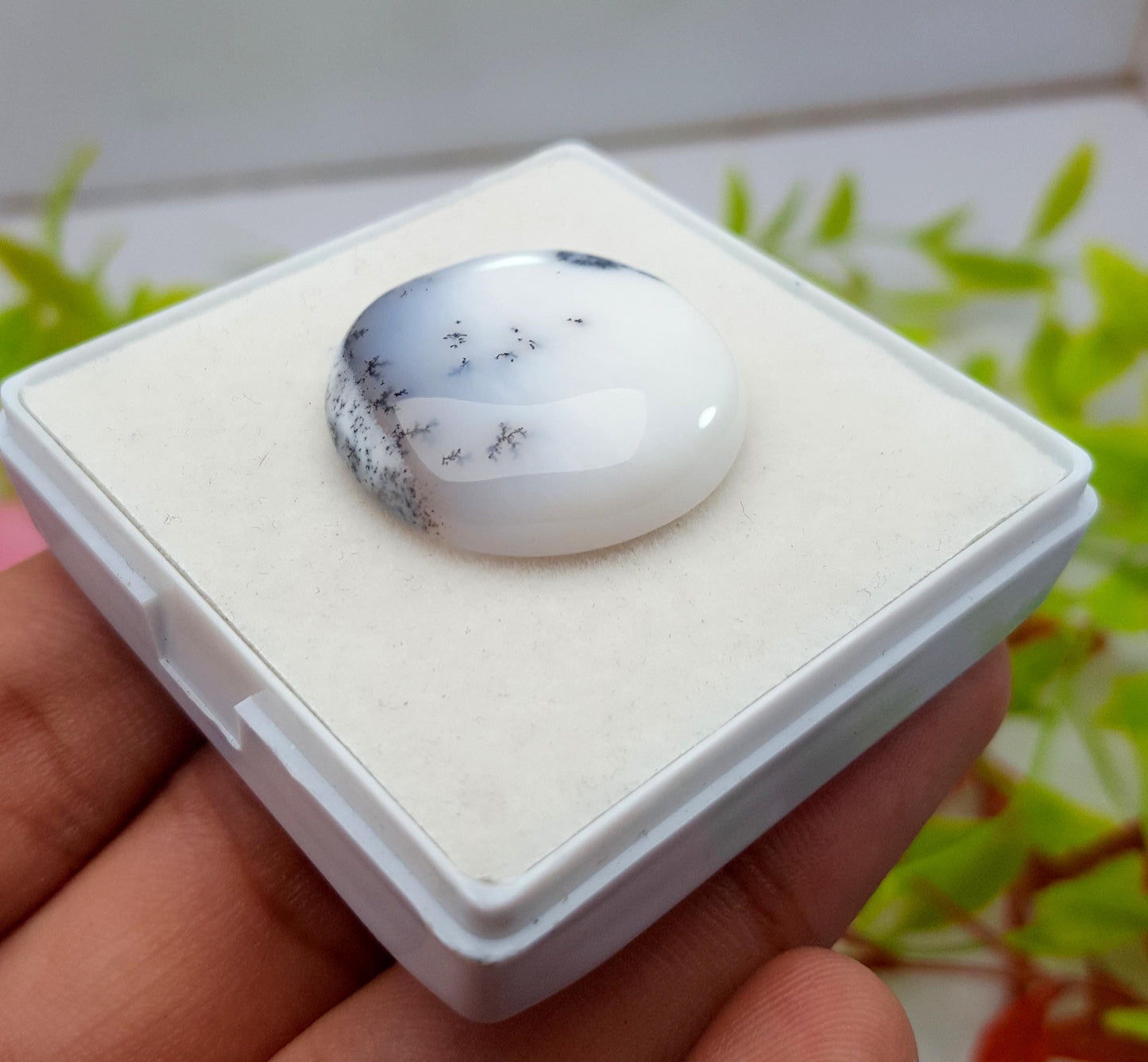 Rare & Natural Dendrite Opal Round Cabochon Loose Gemstone, 34.30 Carat, Size-26x26x6mm, Gift For Her, Pc-1