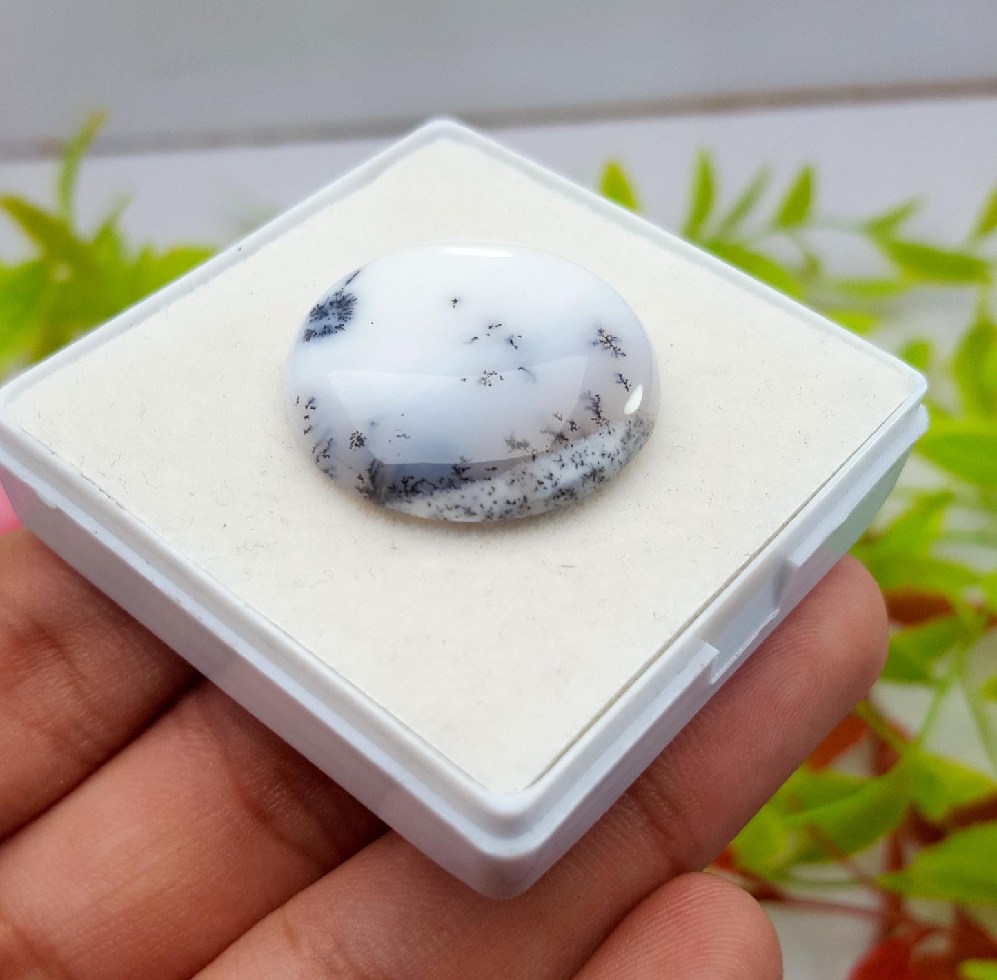 Rare & Natural Dendrite Opal Round Cabochon Loose Gemstone, 34.30 Carat, Size-26x26x6mm, Gift For Her, Pc-1