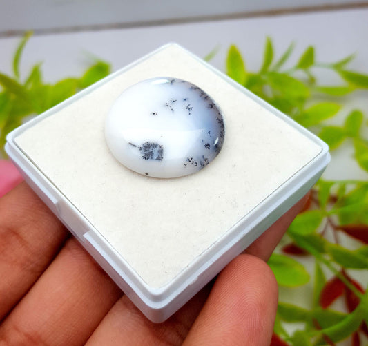 Rare & Natural Dendrite Opal Round Cabochon Loose Gemstone, 34.30 Carat, Size-26x26x6mm, Gift For Her, Pc-1