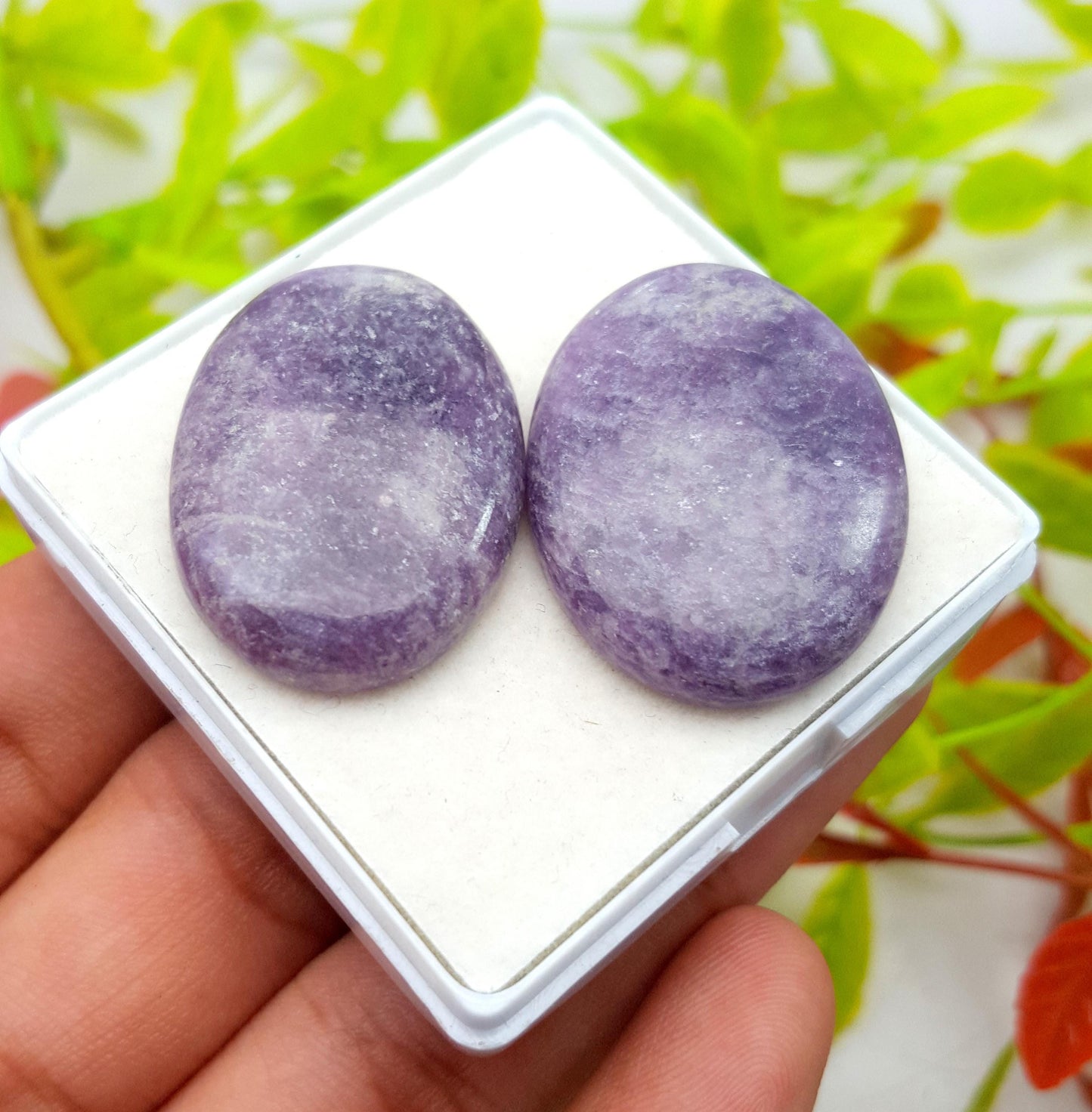 Natural Lepidolite, Oval Cabochon Gemstone Lot, 75.50 Carat, Size-32x24x5mm To 30x22x5mm, Gift For Her, PC-2