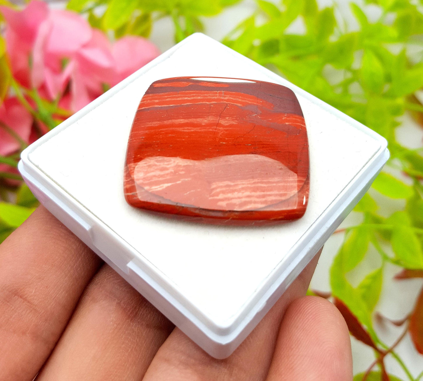 Natural Snake Skin Jasper, Cushion Shape Cabochon Loose Gemstone, 49.60 Carat, Size-33x33x3mm, Gift For Her, PC-1