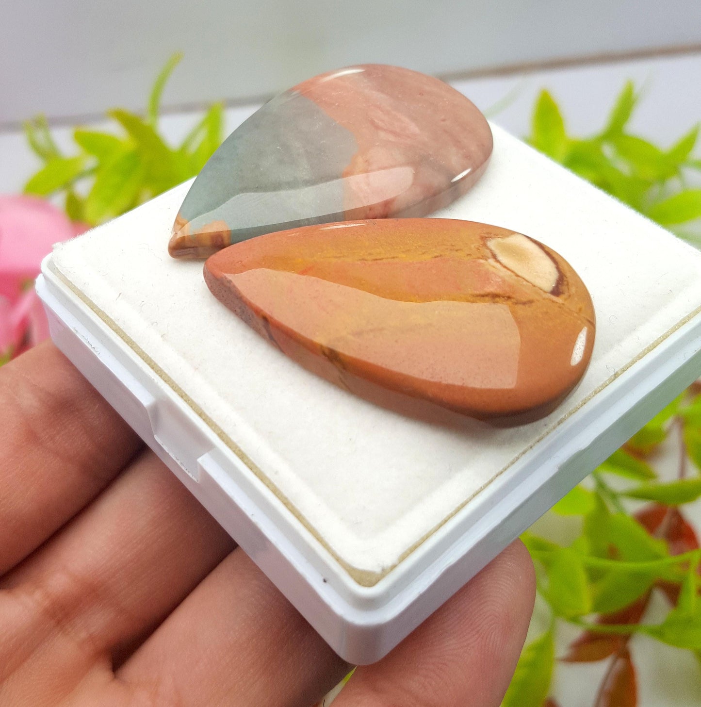 Jasper, Natural Mookaite Jasper, Pear Cabochon Gemstone Lot, 106.60 Carat, Size-42x25x6mm To 42x27x5mm, Gift For Her, PC-2