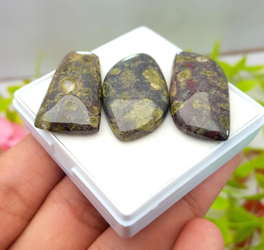 Rare & Natural Dragon Blood Jasper, Fancy Shape Cabochon Gemstone Lot, 74.50 Carat, Size-32x18x4mm To 30x15x5mm, Gift For Her, PC-3