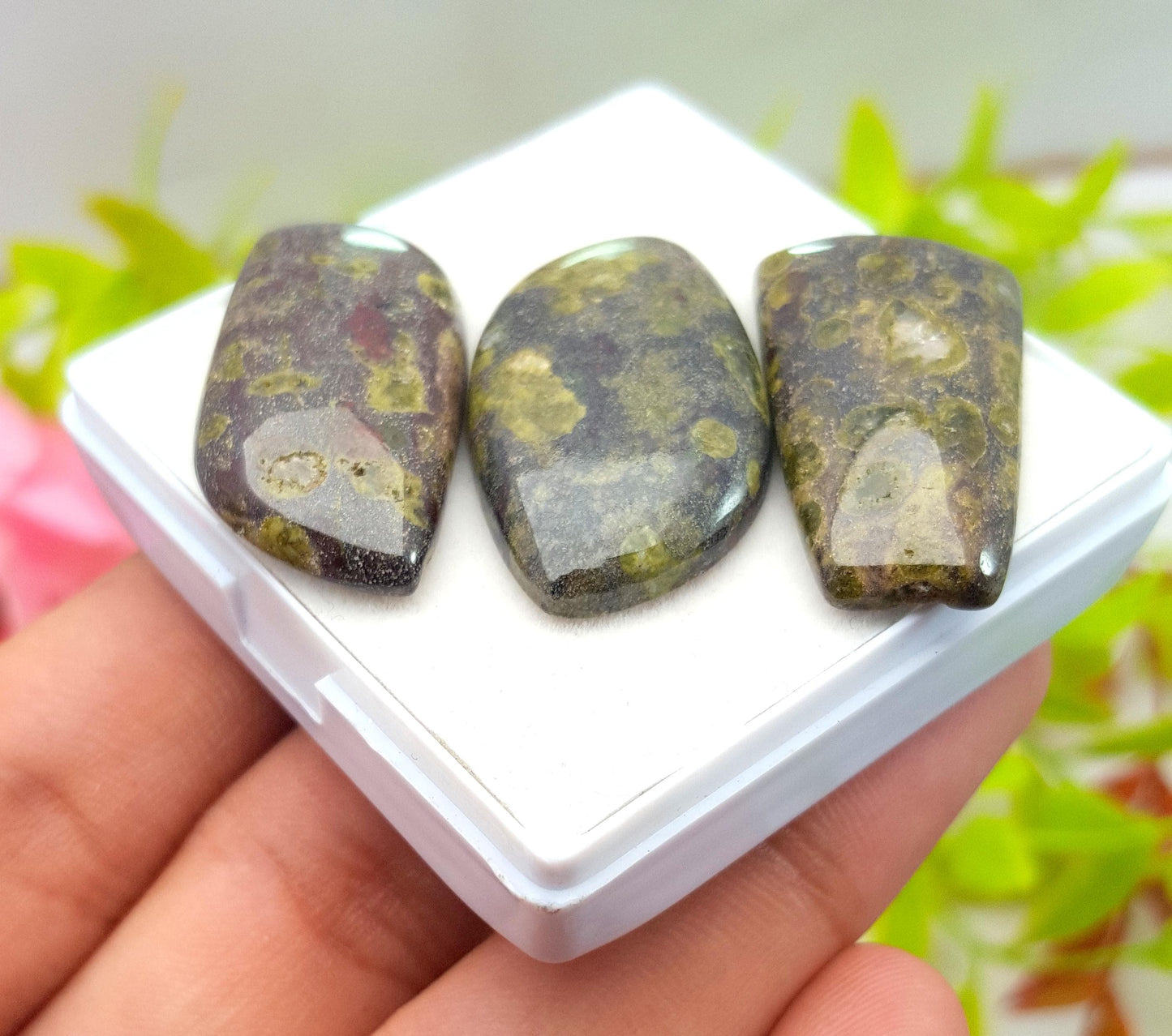 Rare & Natural Dragon Blood Jasper, Fancy Shape Cabochon Gemstone Lot, 74.50 Carat, Size-32x18x4mm To 30x15x5mm, Gift For Her, PC-3