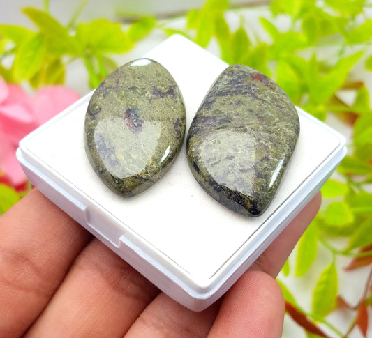 Natural Dragon Blood Jasper, Fancy Shape Cabochon Gemstone Lot, 97.85 Carat, Size-40x23x6mm To 37x20x6mm, Gift For Her, PC-2