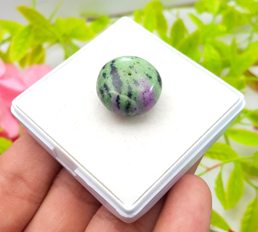 Zoisite, Natural Ruby Zoisite, Drilled Ball Loose Gemstone, 37.30 Carat, Size-19x19x11mm, Gift For Her, PC-1