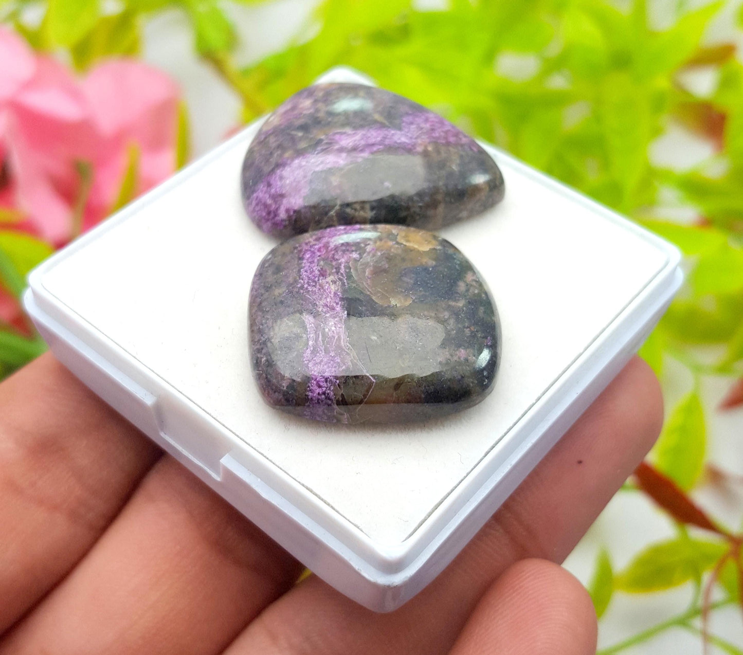 Natural Purpurite, Mix Shape Cabochon Gemstone Lot, 65.10 Carat, Size-22x24x7mm To 29x25x9mm, Gift For Her, PC-2