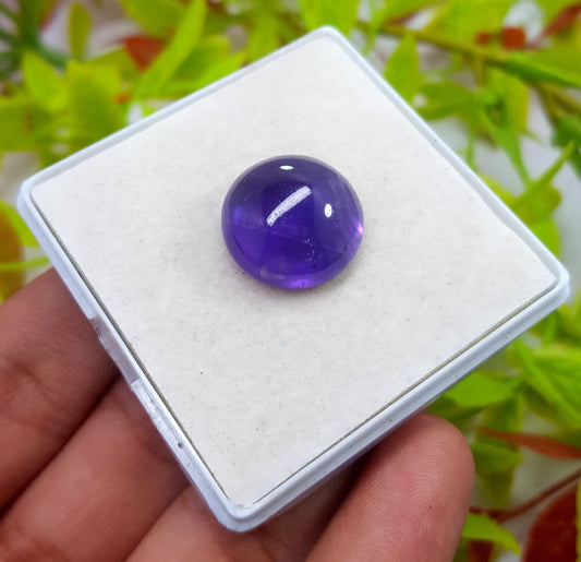 Amethyst, Natural Purple Amethyst, Round Cabochon Loose Gemstone, 18.00 Carat, Size-17x17x9mm, Gift For Her,