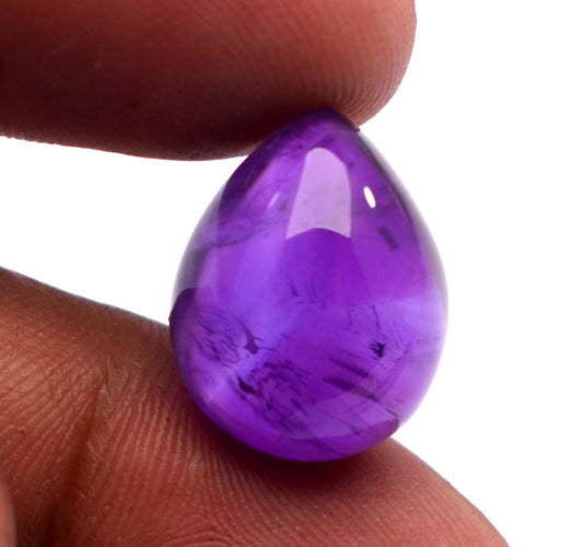 Amethyst, Natural Purple Amethyst, Pear Cabochon Loose Gemstone, 15.30 Carat, Size-13.5x17.5x9.5mm, Gift For Her,