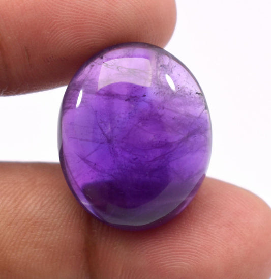 Rare & Natural Purple Amethyst, Oval Cabochon Loose Gemstone, 29.70 Carat, Size-19.5x23x9mm, Gift For Her,