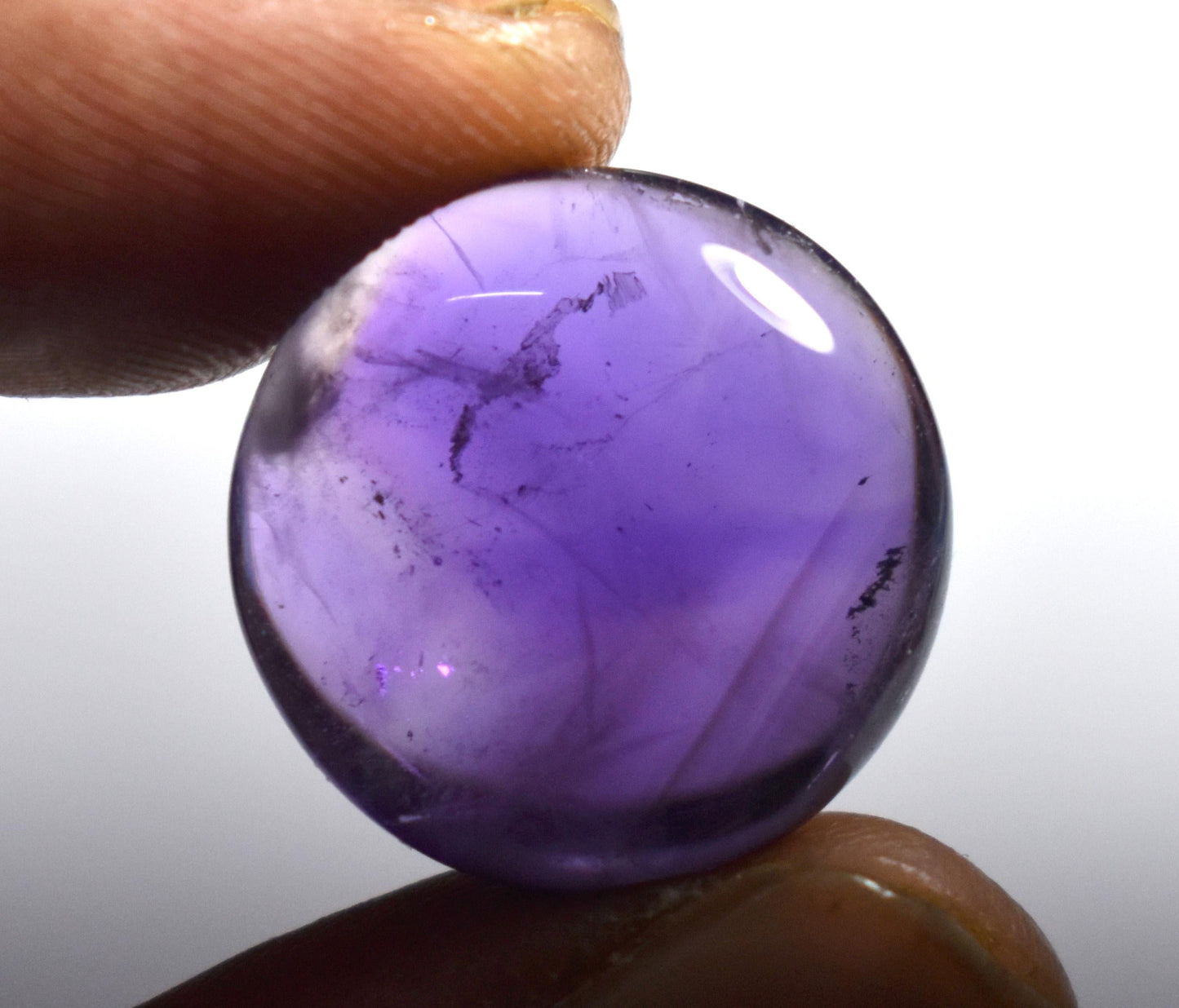 Rare & Natural Purple Amethyst, Round Cabochon Loose Gemstone, 20.00 Carat, Size-19x19x7.5mm, Gift For Her, Pc-1