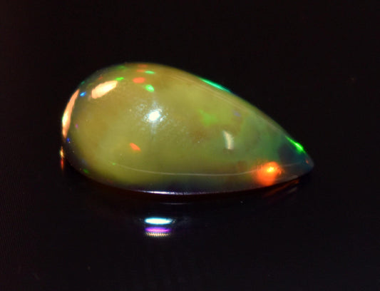 AAA Grade Natural Black Ethiopian Opal Pear, Welo Fire Cabochon Loose Gemstone, 5.60 Carat, Size-18x10x7.5mm, Gift For Her, PC-1