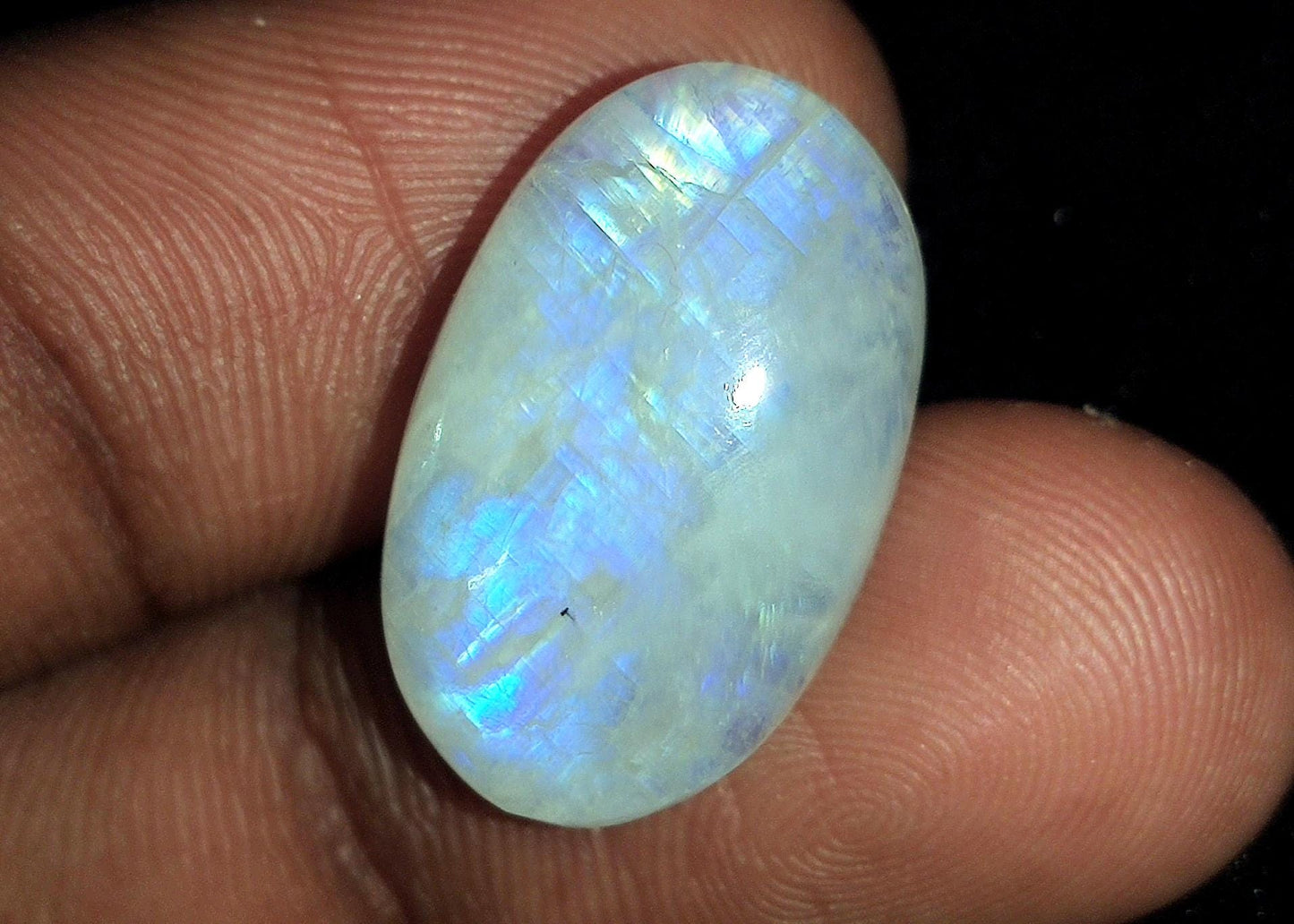 Rainbow Moonstone, Oval Blue Flashy Loose Gemstone, 16.00 Carat, Size-12x19x5mm,