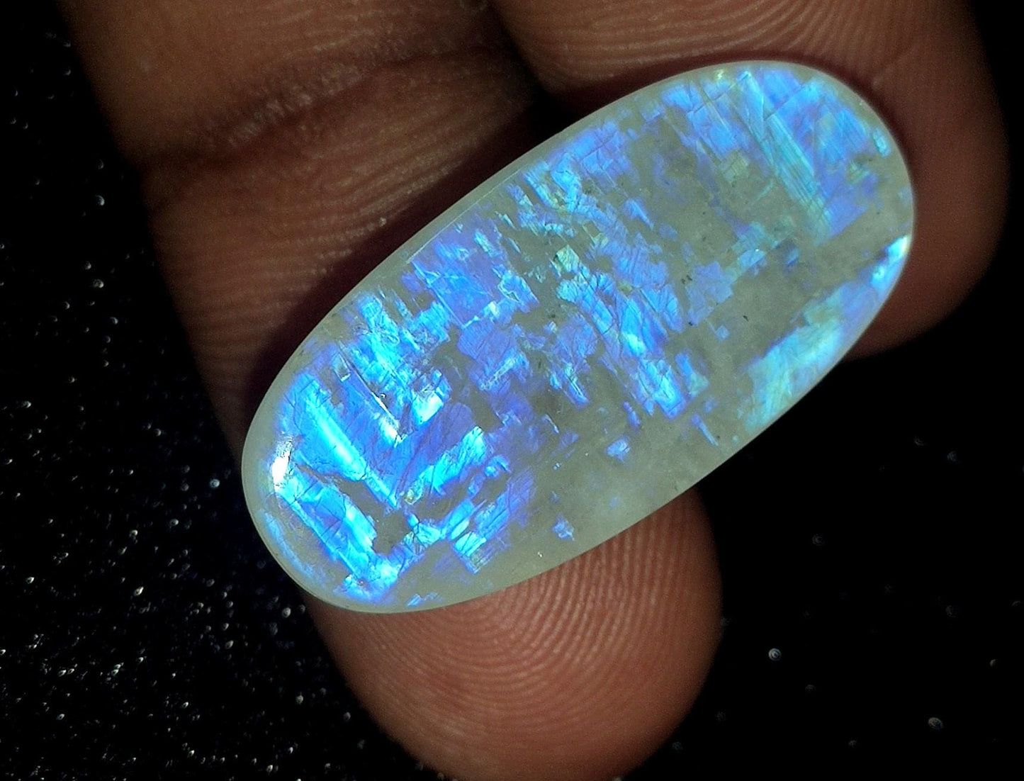 Rainbow Moonstone, Oval Blue Flashy Loose Gemstone, 16.50 Carat, Size-11x20x4mm ,