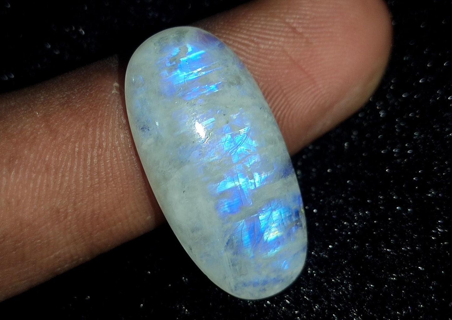 Rainbow Moonstone, Oval Blue Flashy Loose Gemstone, 16.50 Carat, Size-11x20x4mm ,