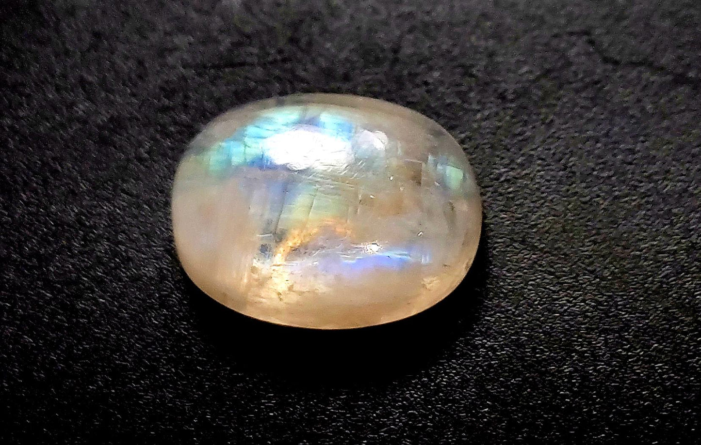 Rainbow Moonstone, Oval Blue Flashy Loose Gemstone, 12.00 Carat, Size-12x16x6mm,