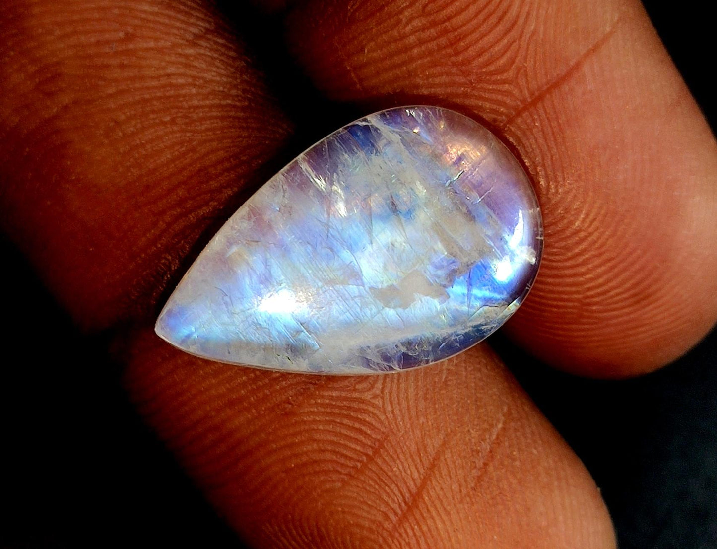 Moonstone, Natural Rainbow Moonstone, Pear Blue Flashy Loose Gemstone, 10.30 Carat, Size-12.5x19.5x5.5mm, Gift For Her,