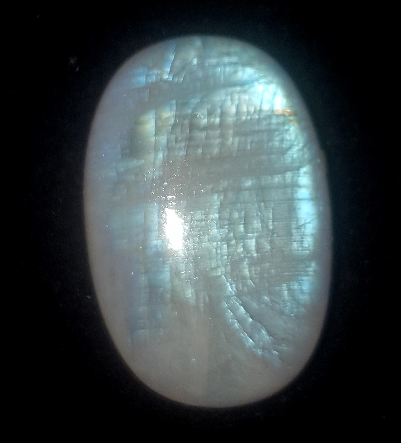 Rainbow Moonstone, Oval Blue Flashy Loose Gemstone, 36.90 Carat, Size-18x28x8mm,