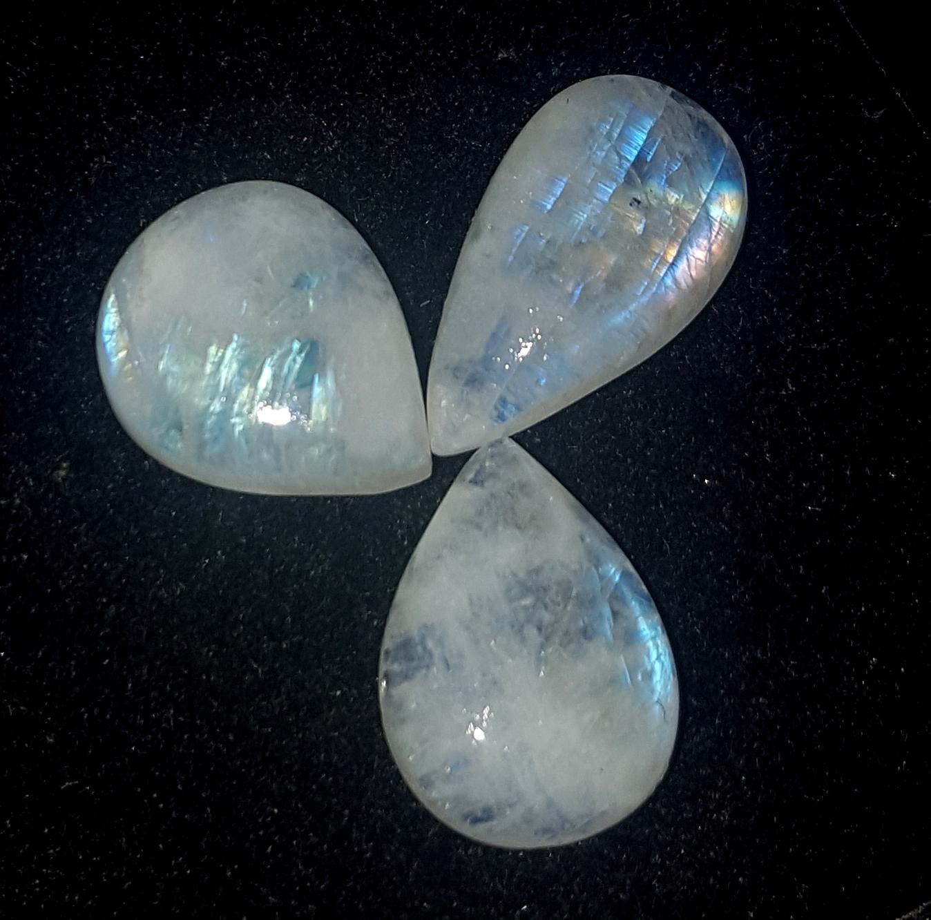 Moonstone, Natural Rainbow Moonstone, Pear Blue Flashy Gemstone Lot, 19.80 Carat, Size-9x13x6mm To 10x4x4mm, Gift For Her, Pc-3