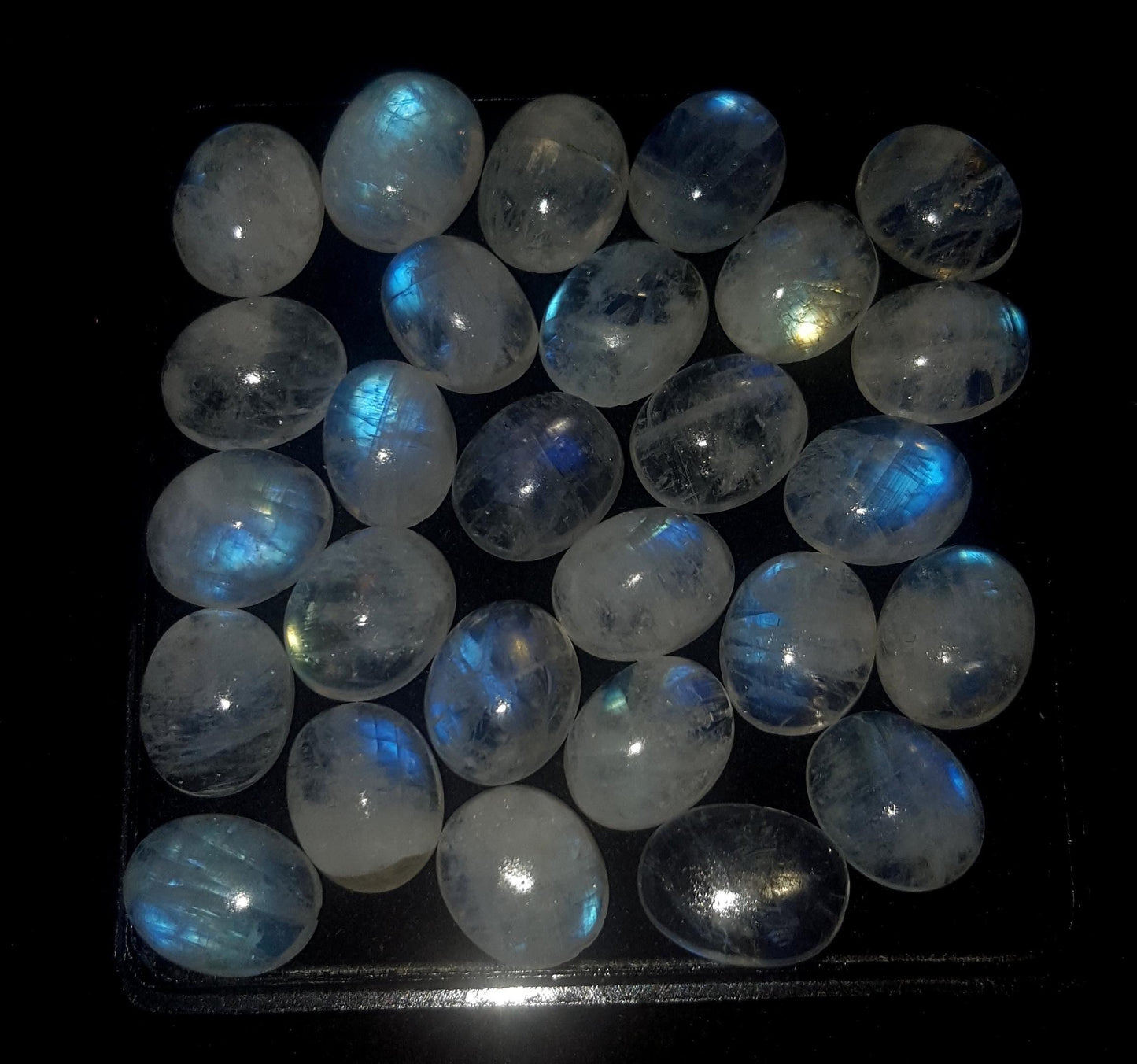 Moonstone, Natural Rainbow Moonstone, Oval Blue Flashy Gemstone Lot, 69.00 Carat, Size-8x10mm, Gift For Her, Pc-27