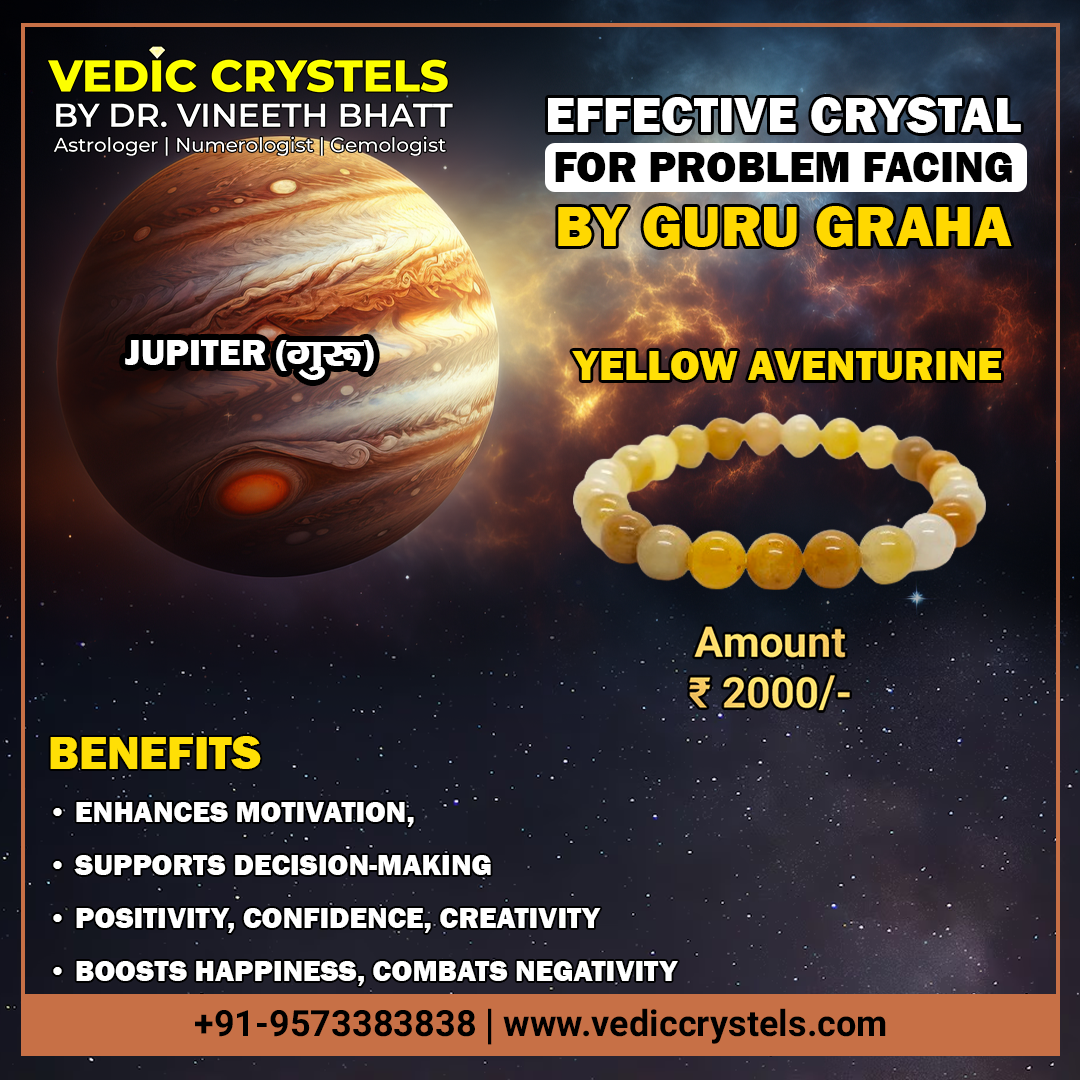 Guru Graha Remedy Crystal, Yellow Aventurine Bracelet for Jupiter Planet Remedies