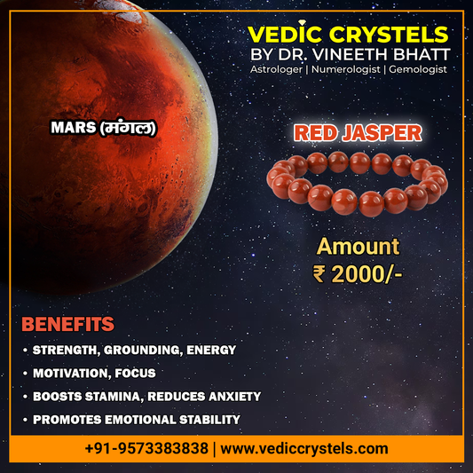 Mangal Graha Remedy Crystal, Red Jasper Bracelet for Mars Planet Remedies