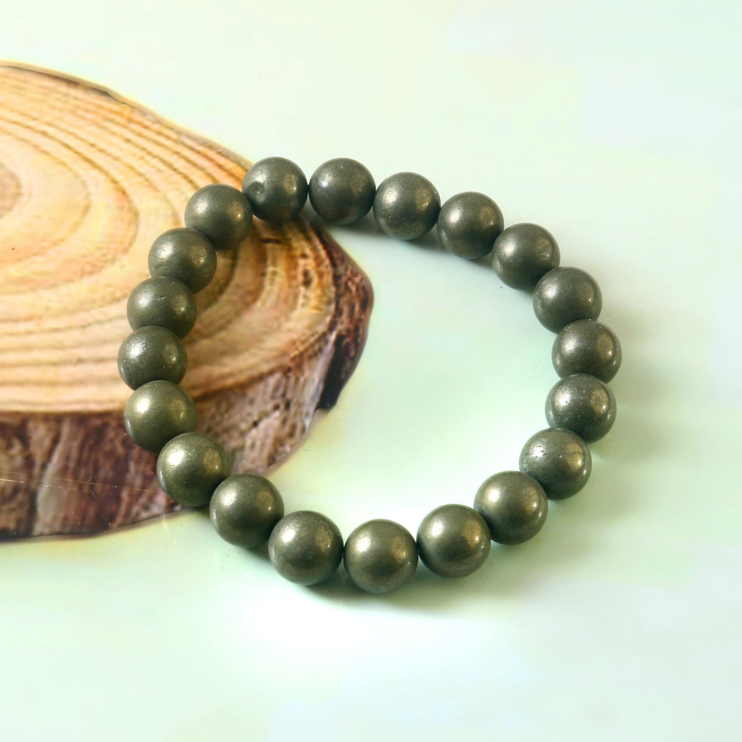 Pyrite Bracelet Natural High Quality Stones Handmade Stretch 8mm for Men or Women