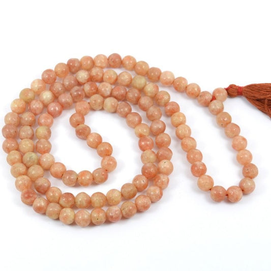 Sunstone Mala, Prayer Necklace, Knotted Mala, Sunstone Necklace, Bead Mala, Sunstone Mala, Yoga, Mantra Mala