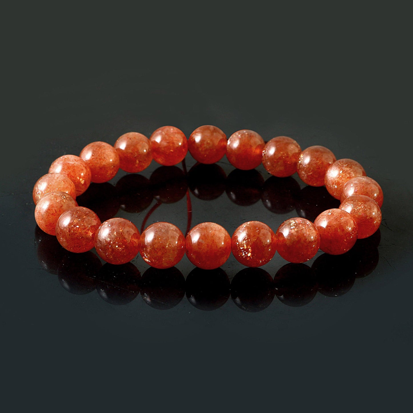 Sunstone Beaded Bracelet - Natural Stone Stretch Bracelet- Crystal Yoga Bracelet