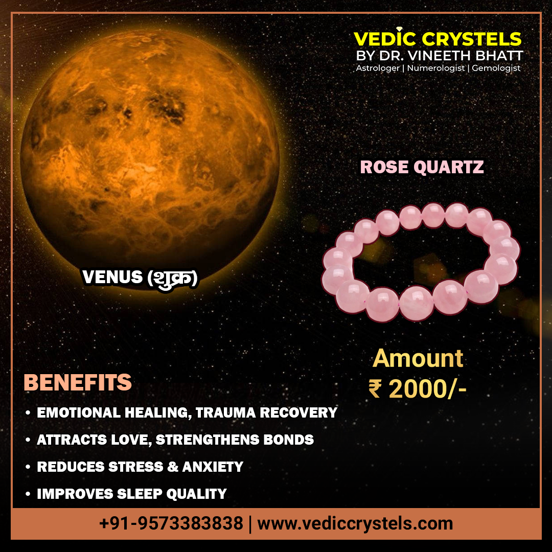 Shukra Graha Remedy Crystal (Rose Quartz Bracelet) | Venus Planet Remedies