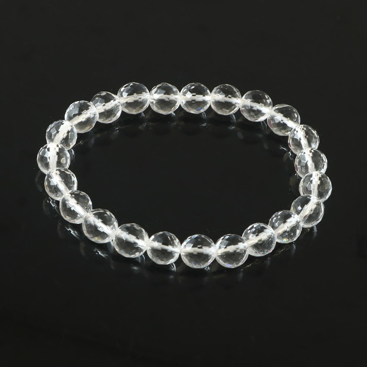 Clear Quartz Faceted Adjustable Bracelet,,