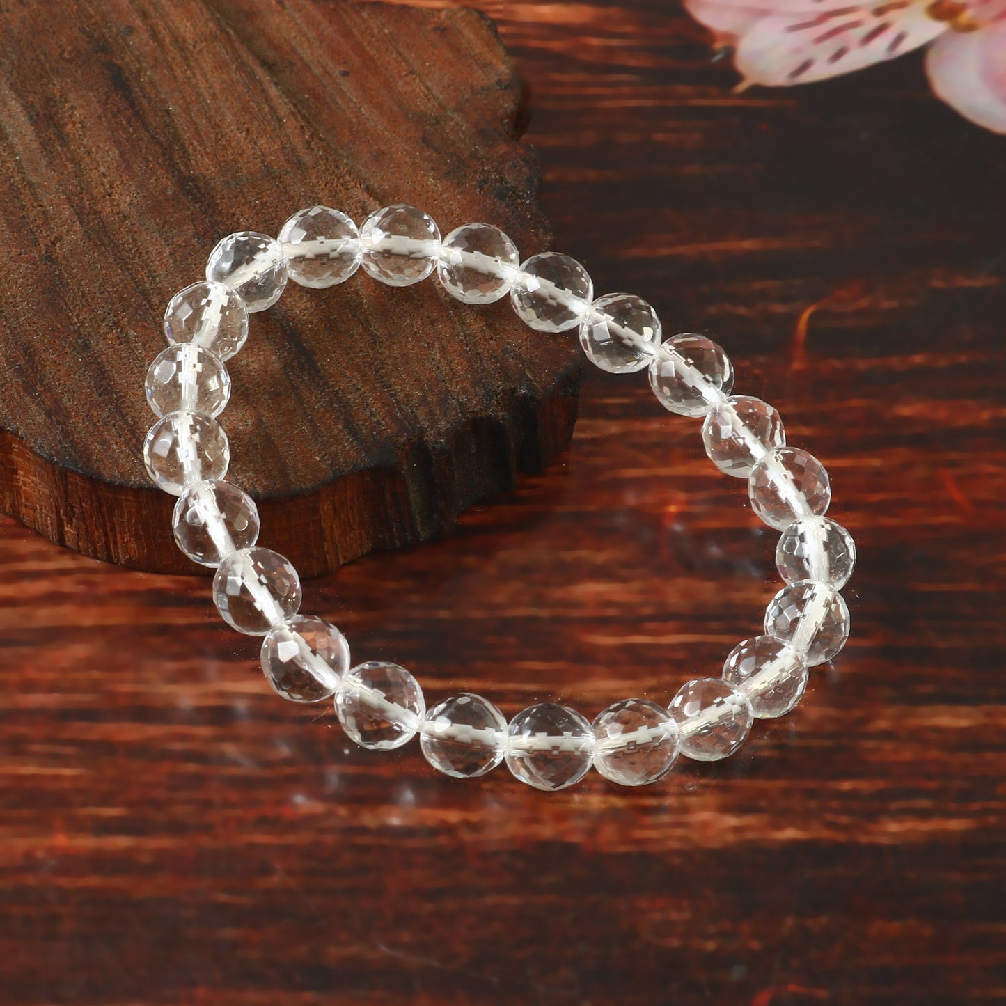 Clear Quartz Faceted Adjustable Bracelet,,